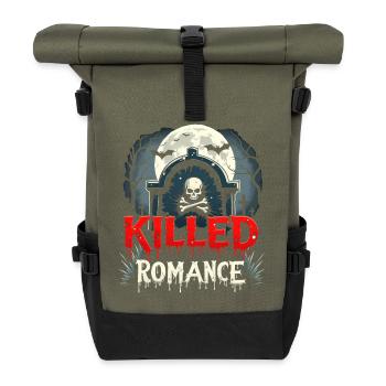 Social Media Killed the Romance - Roll Top Backpack - olive/black - Front