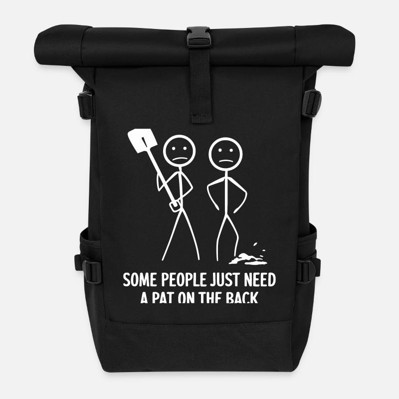 Humorvolles Klaps auf der Rückseite Design - Rolltop Rucksack - Schwarz