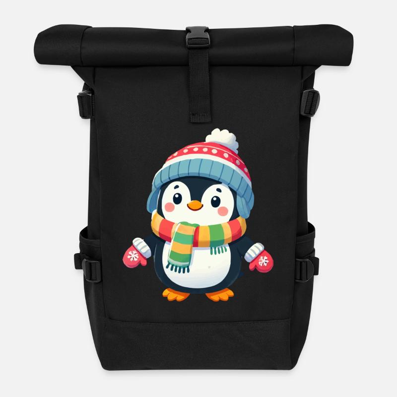 Bande dessinée Pingouin - Sac à dos roll top - noir