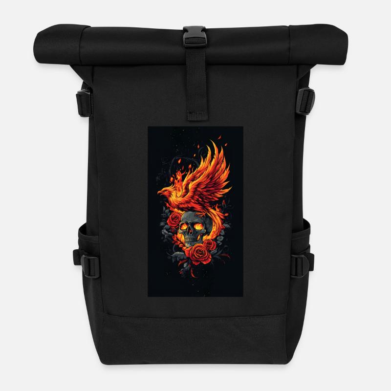 Geschenk der Wiedergeburt: Vom Schädel zum Phönix - Rolltop Rucksack - Schwarz