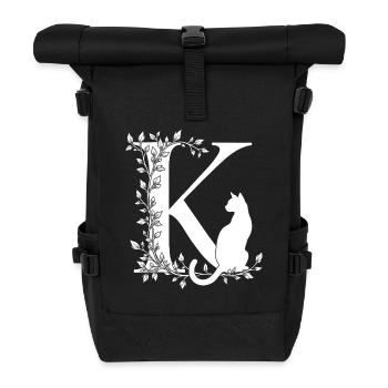 Letter K with cat - Roll Top Backpack - black - Front