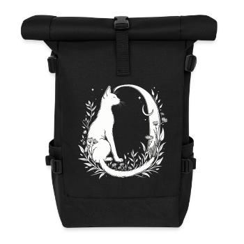 Lettre O avec chat - Sac à dos roll top - noir - Devant