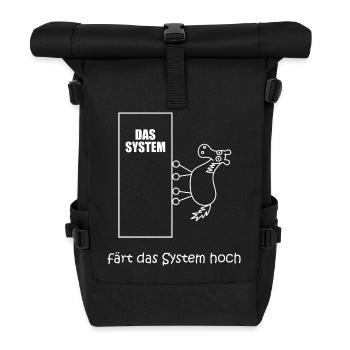 färt das system hoch, Pferd im IT-System, Netzwerk - Rolltop Rucksack - Schwarz - Vorne