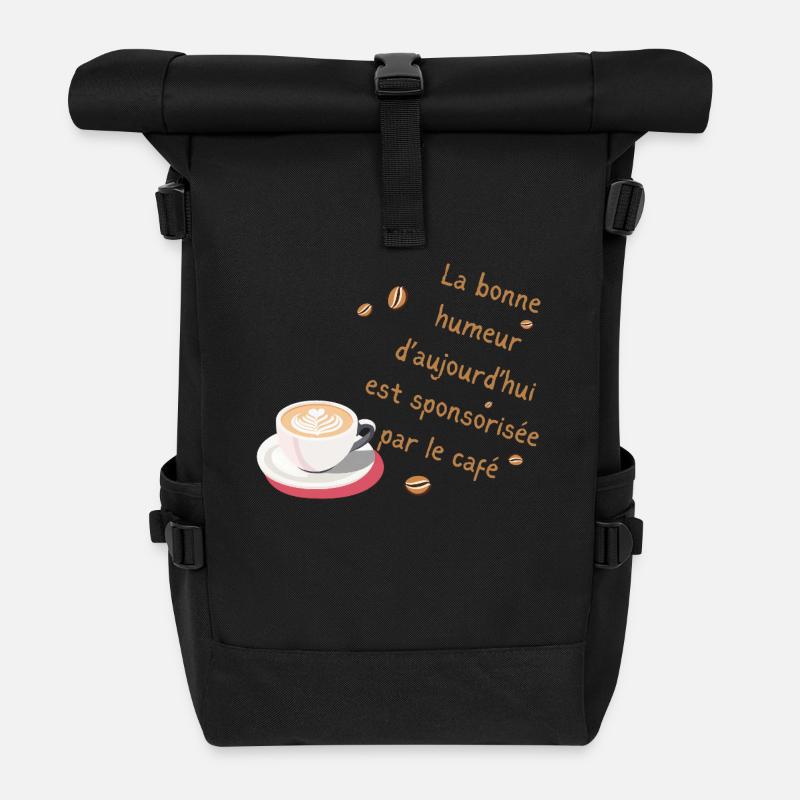 Laughter Coffee Guaranteed - Roll Top Backpack - black