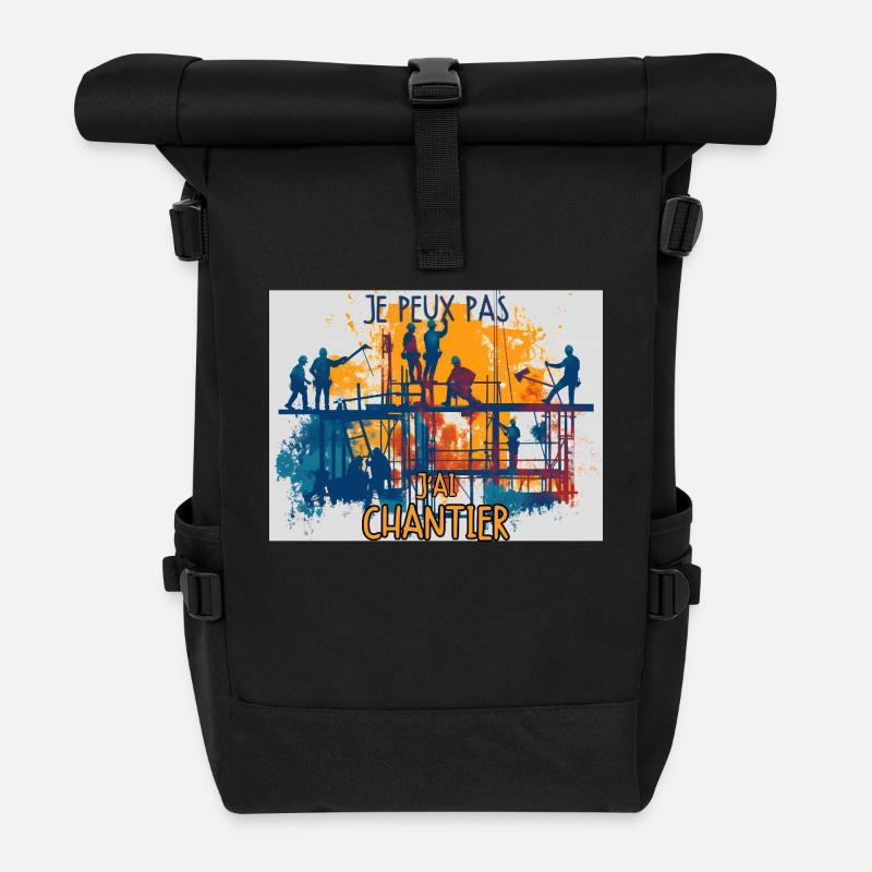 Arbeiterbaustelle: Lachen garantiert - Rolltop Rucksack - Schwarz