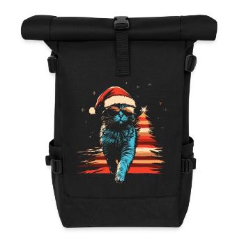 Russian Blue Cat Santa Hat Sunglasses - Roll Top Backpack - black - Front