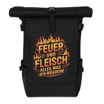 Feuer und Fleisch Grill BBQ - Rolltop Rucksack - Schwarz - Vorne