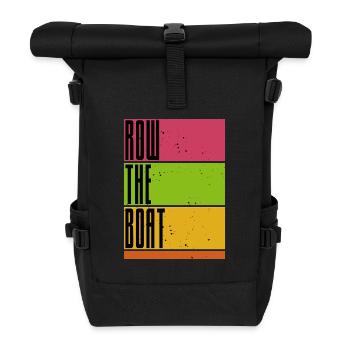 Row the Boat - Rowing - Rudern - Ruderer - Ruderin - Rolltop Rucksack - Schwarz - Vorne