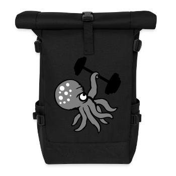 Oktopus Bodybuilder Muskelaufbau Fitnessstudio Gym - Rolltop Rucksack - Schwarz - Vorne