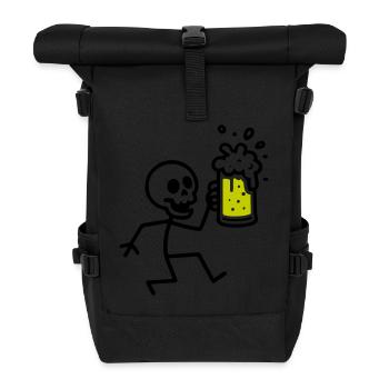 Skeleton Beer Drinking - Roll Top Backpack - black - Front