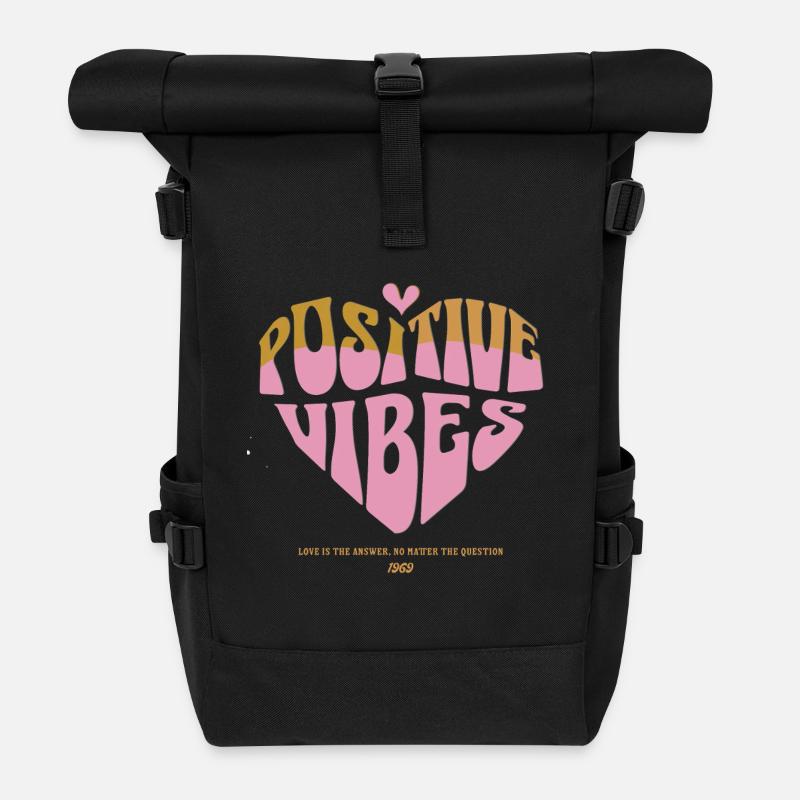 Positive Vibes – Good Energy - Rolltop Rucksack - Schwarz