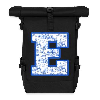 Chinoiserie mit Buchstabe e in Blau - Rolltop Rucksack - Schwarz - Vorne