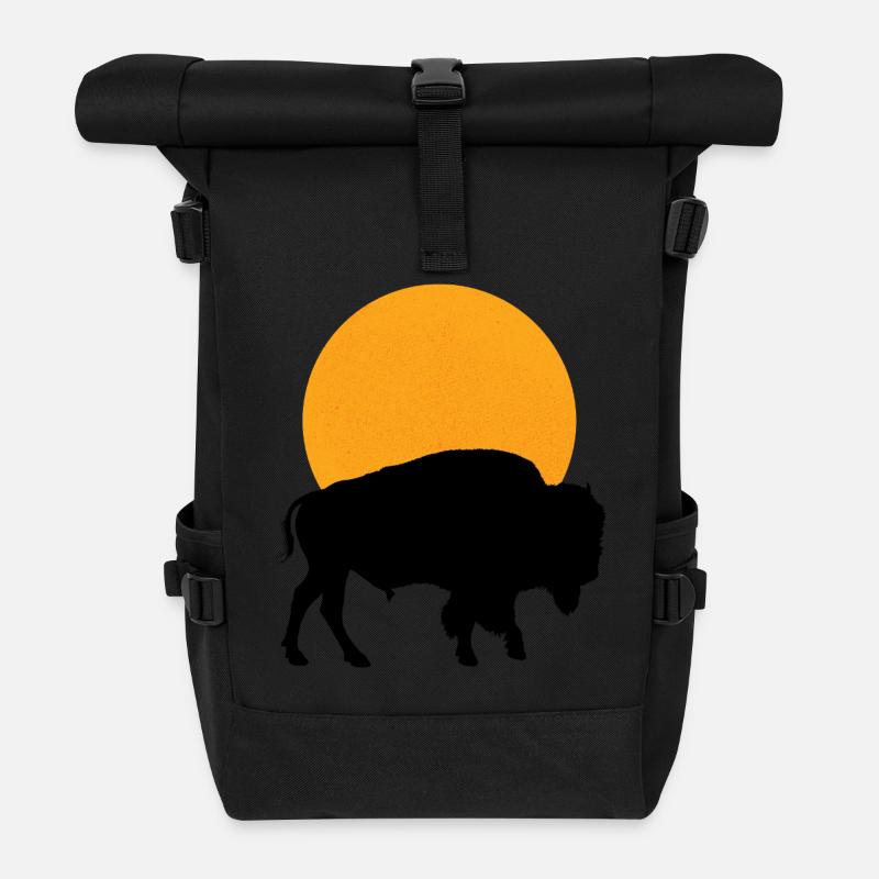 Silhouette di bisonte - Zaino Rolltop - nero