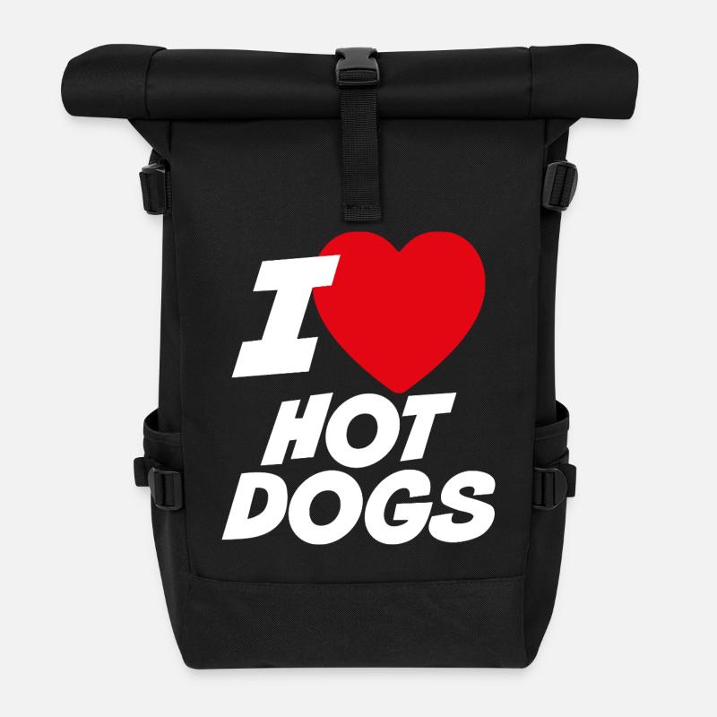 Ich liebe Hot Dogs - Rolltop Rucksack - Schwarz