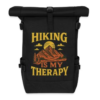 Hiking Is My Therapy - Roll Top Backpack - black - Front