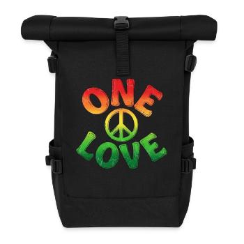 Colorful peace love in reggae look - Roll Top Backpack - black - Front