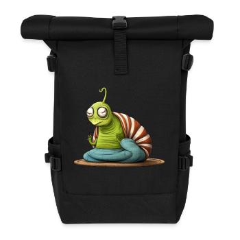 Schnecken Yoga / Yogi Schnecke - Rolltop Rucksack - Schwarz - Vorne