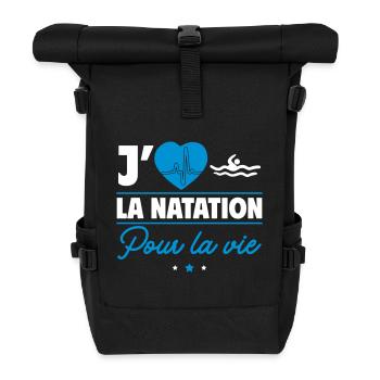 J'aime la natation pour la vie,nageur,nageuse - Sac à dos roll top - noir - Devant