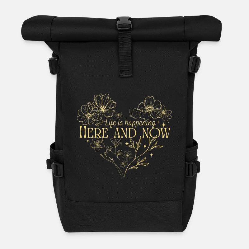Hier und jetzt - Rolltop Rucksack - Schwarz
