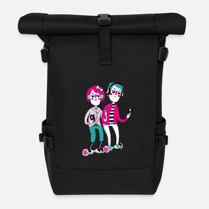 Digitalisierung - Rolltop Rucksack - Schwarz