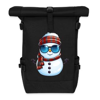 Cooler Schneemann mit Sonnenbrille Winter Design - Rolltop Rucksack - Schwarz - Vorne