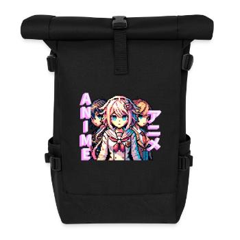 Anime pixelart girls - Rolltop Rucksack - Schwarz - Vorne
