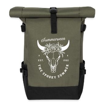 Summerween spooky gothic summer party theme black - Roll Top Backpack - olive/black - Front
