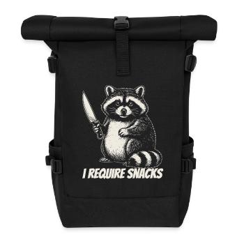 Hungry Raccoon Meme – I Need Snacks - Roll Top Backpack - black - Front