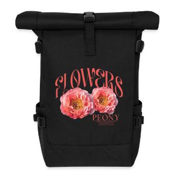 Pfingstrose Pfingstrosen Päonien Paeonia - Rolltop Rucksack - Schwarz - Vorne