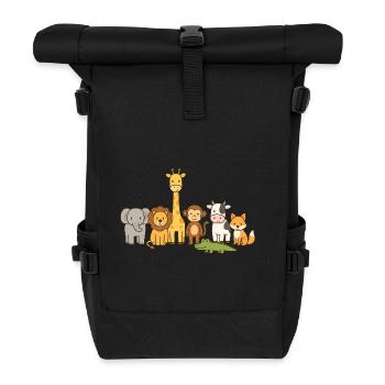 Mignon safari Amoureux des animaux - Sac à dos roll top - noir - Devant
