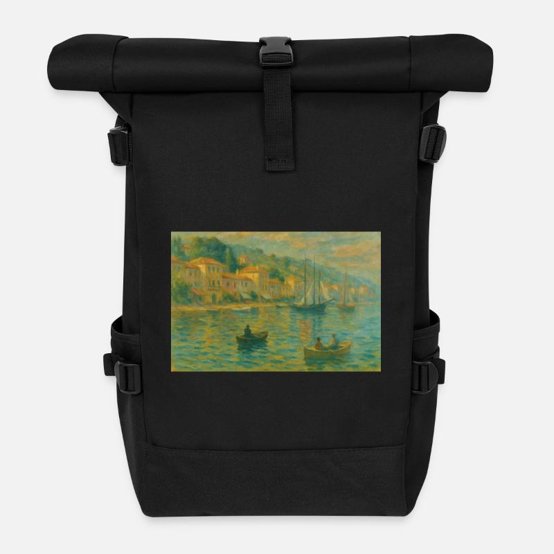 Hafenimpression Abendlicht - Rolltop Rucksack - Schwarz