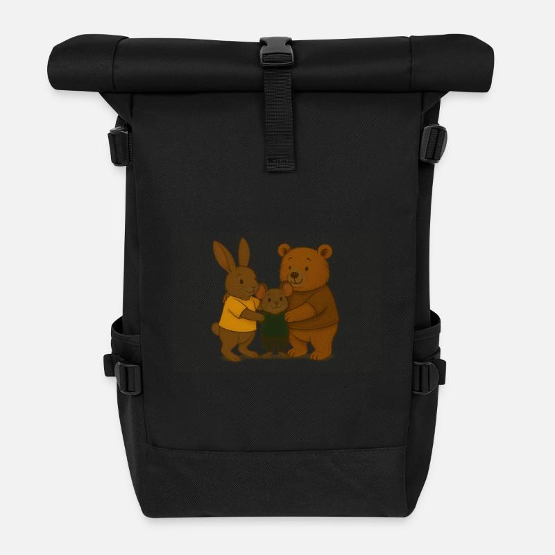 Hase_Maus_Baer_2 - Rolltop Rucksack - Schwarz
