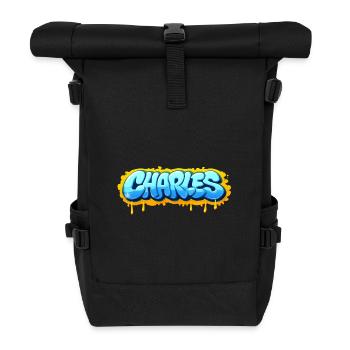 Graffiti CHARLES Name Geschenk Ideal Druckbar s - Rolltop Rucksack - Schwarz - Vorne