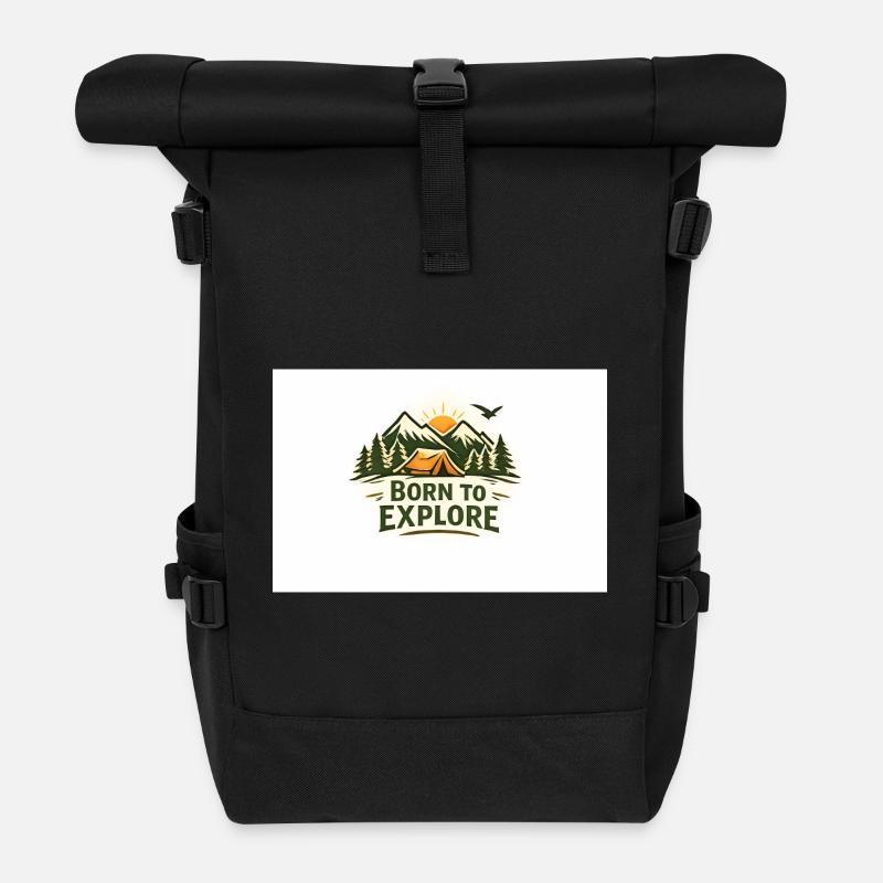 Born to Explore Outdoor Abenteuer - Rolltop Rucksack - Schwarz