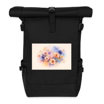 Aquarell-Design - Rolltop Rucksack - Schwarz - Vorne
