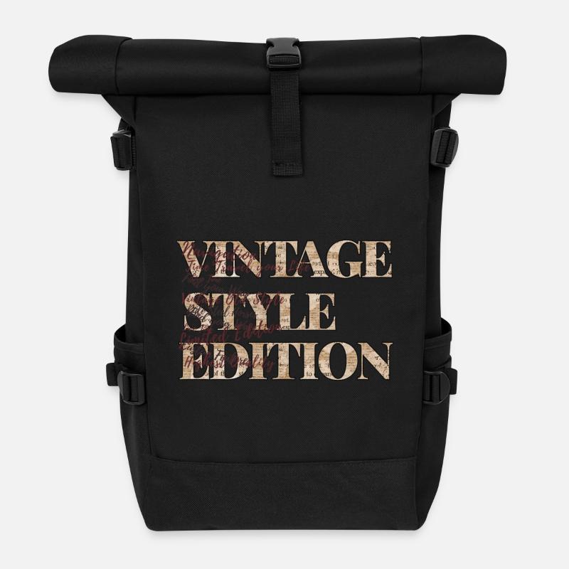 VINTAGE STYLE - Rolltop Rucksack - Schwarz