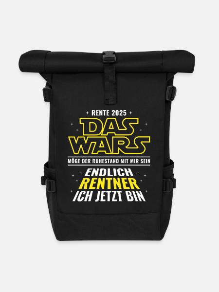 Rente 2025 Das wars Endlich Rentner ich jetzt bin - Rolltop Rucksack - Schwarz
