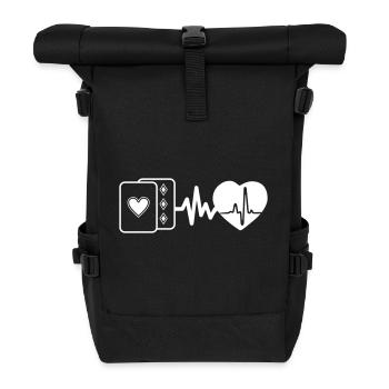 Kartenspiele sind Leben, Herzschlag für Kartenfan - Rolltop Rucksack - Schwarz - Vorne