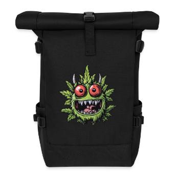 Cannabis Monster – Funny Weed Design - Roll Top Backpack - black - Front