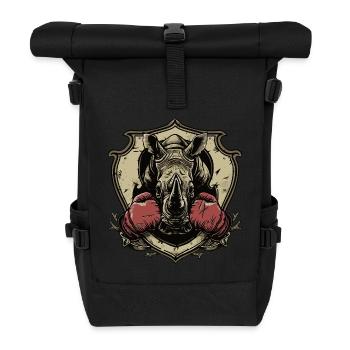Nashorn Boxer MMA Logo - Rolltop Rucksack - Schwarz - Vorne