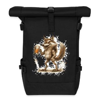 Wolf Beer Funny - Roll Top Backpack - black - Front