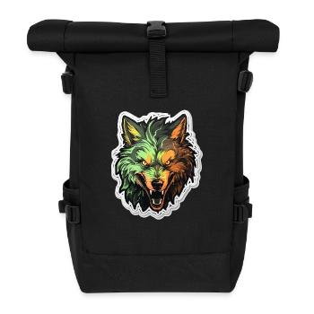 Wolf - Illustration - Rolltop Rucksack - Schwarz - Vorne