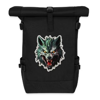Wolf - Illustration - Rolltop Rucksack - Schwarz - Vorne