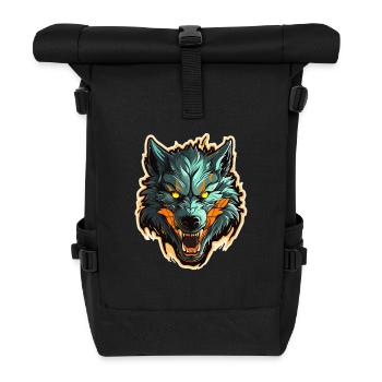 Wolf - Illustration - Rolltop Rucksack - Schwarz - Vorne