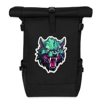 Wolf - Illustration - Rolltop Rucksack - Schwarz - Vorne