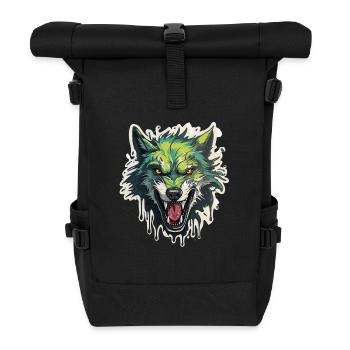 Wolf - Illustration - Rolltop Rucksack - Schwarz - Vorne