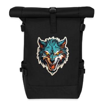 Wolf - Illustration - Rolltop Rucksack - Schwarz - Vorne