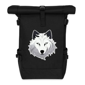 Wolf - Illustration - Rolltop Rucksack - Schwarz - Vorne