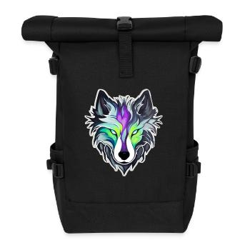 Wolf - Illustration - Rolltop Rucksack - Schwarz - Vorne