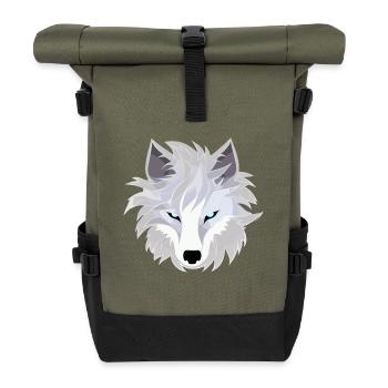 Wolf - Illustration - Rolltop Rucksack - Olive/Schwarz - Vorne